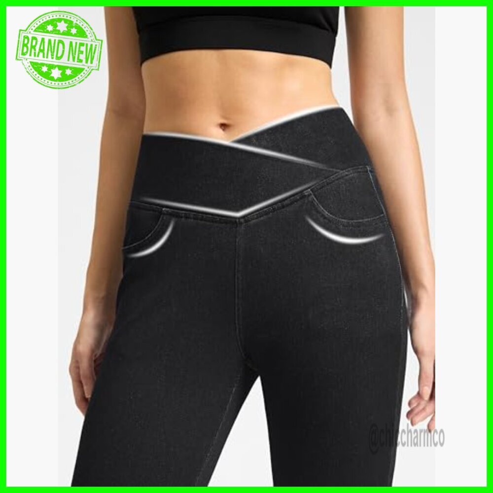 High Waisted Skinny Jeggings Tummy Control Stretchy Pull On Denim Leggings - Picture 4 of 7